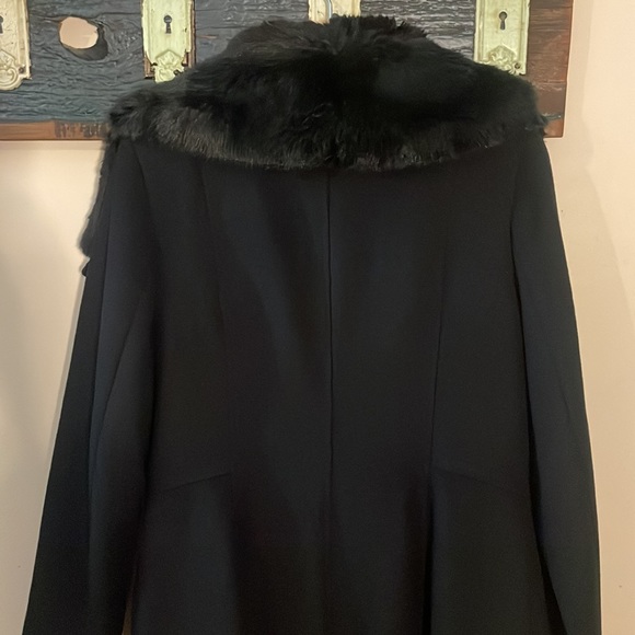 DKNY Black Asymmetrical Wool Mix Coat with Faux Fur Collar Size 14 - Picture 14 of 16
